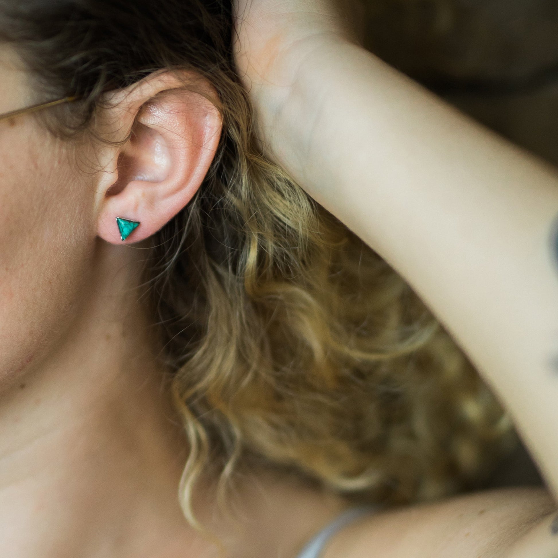 Tiny Triangle Turquoise Stud Earrings Inspired by Mountains | Geometric Turquoise Earrings for Earth Lovers | Minimalist Triangle Earrings with Natural Turquoise Stone | Mountain-Inspired Tiny Turquoise Studs for Everyday Wear | Earthy Turquoise Earrings in a Dainty Triangle Shape | Nature-Themed Triangle Studs with Real Turquoise | Boho Chic Turquoise Triangle Earrings for Minimalist Style | Genuine Turquoise Stud Earrings with Mountain Symbolism | Triangle Turquoise Studs for Nature and Earth Sign Jewelry